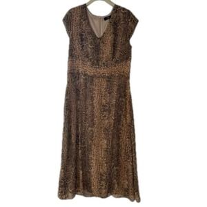 S. Oliver Dress Snake Print V-Neck Midi Cap Sleeve Sheer‎ Lined